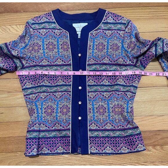 Vtg Adrianna Papell Womens Floral Silk Jacket Size 8 90s Indie Fairy Old Money - Picture 6 of 14